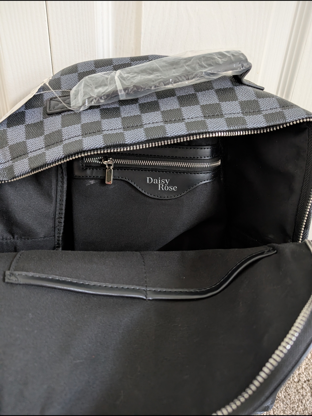 Checkerboard Black Gray Backpack - Picture 3 of 4